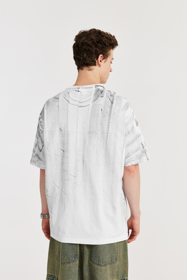 Distressed Silver Print Loose Tee