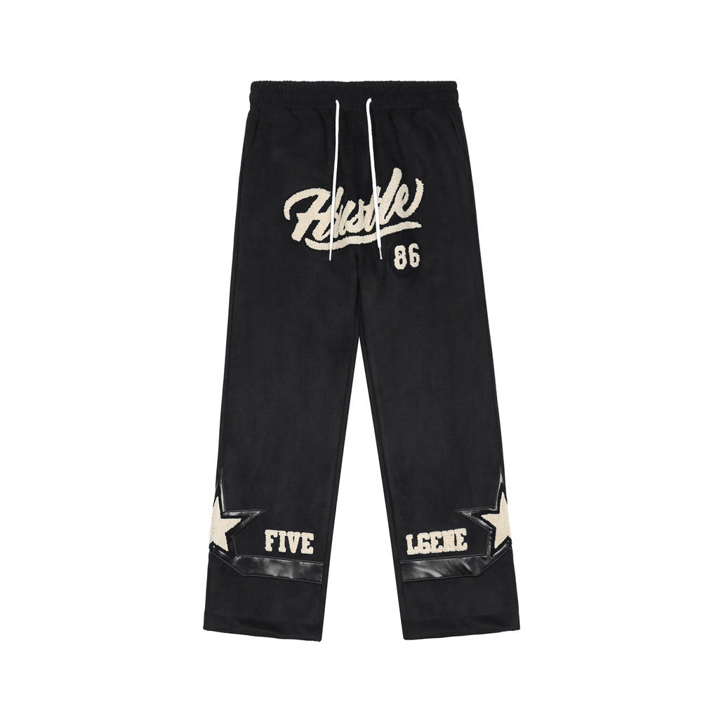 Custom-Trim Embroidered Streetwear Sweatpants