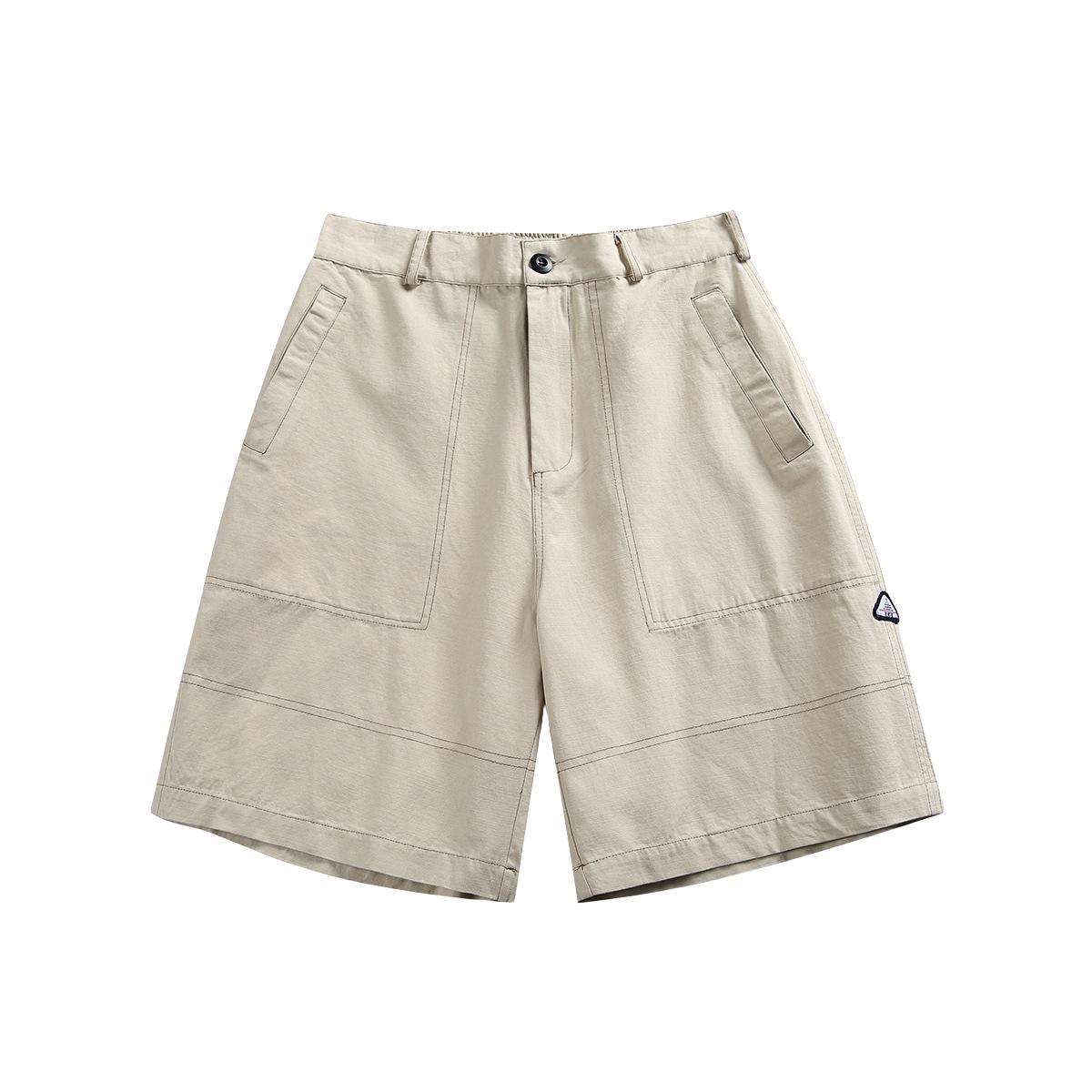 Customizable Zip-Tag Multi-Pocket Wide Men's Shorts