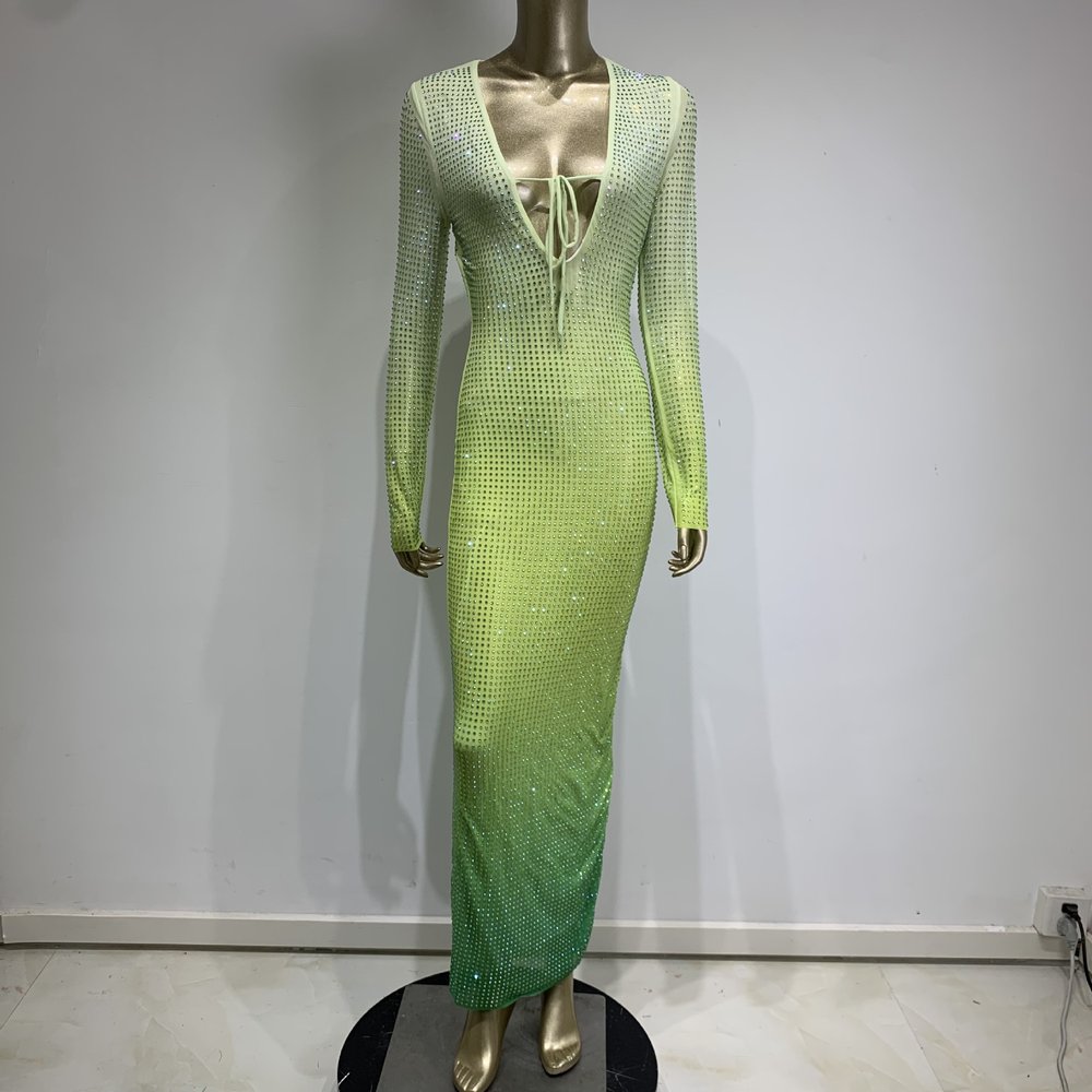 Robe ombrée à strass Verdant Verve 