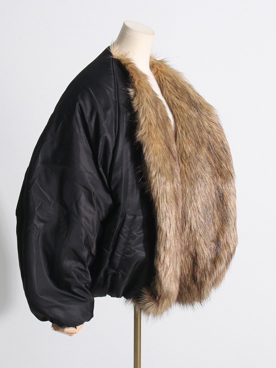 Chic Fusion Faux Fur Collar Jacket