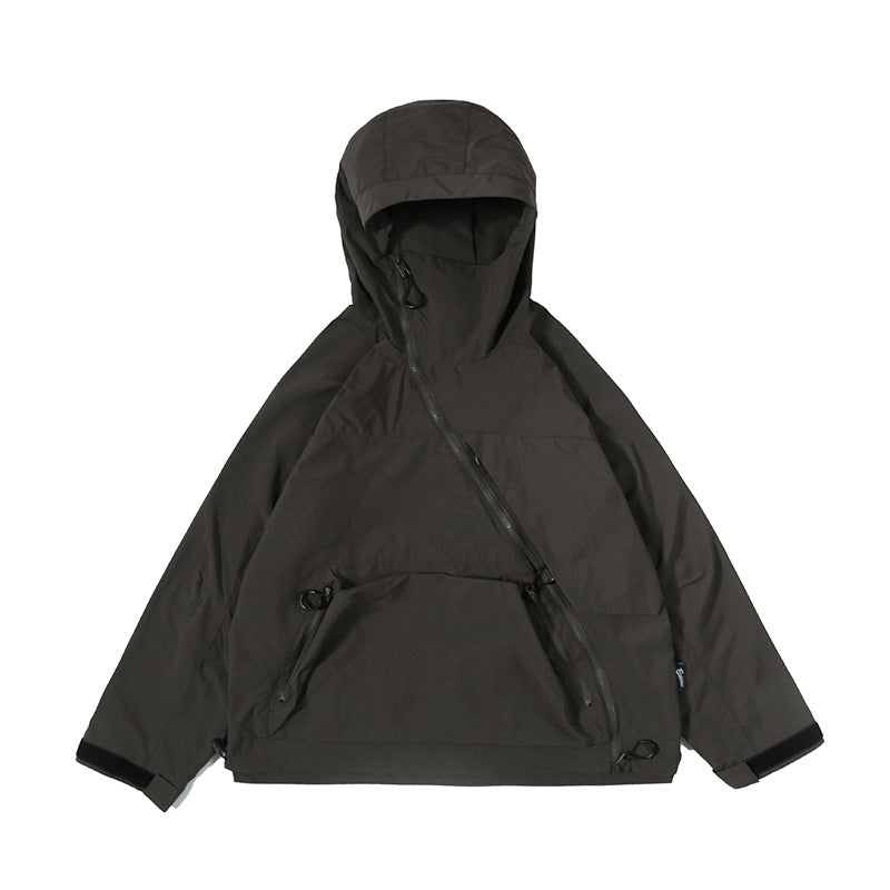 Utility Diagonal Zip Windbreaker Jacket