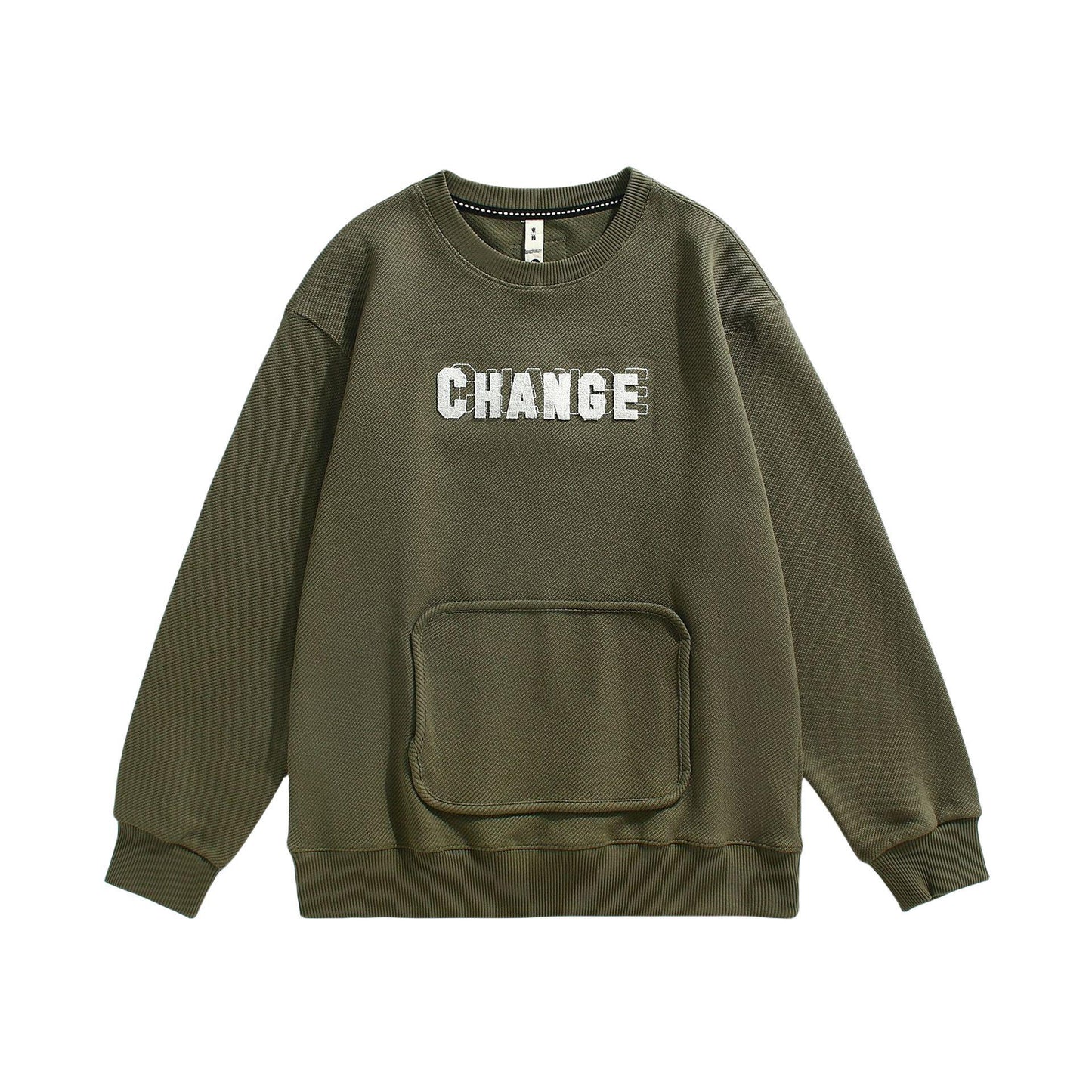 Brushed Lettering Contrast Patchwork Cotton Sweatshirt – Urban Change Statement