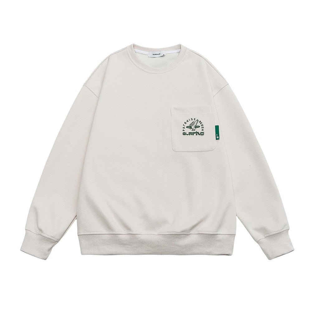 Embroidered Pocket Crewneck Sweatshirt for Men – Casual Comfort with a Tailored Twist