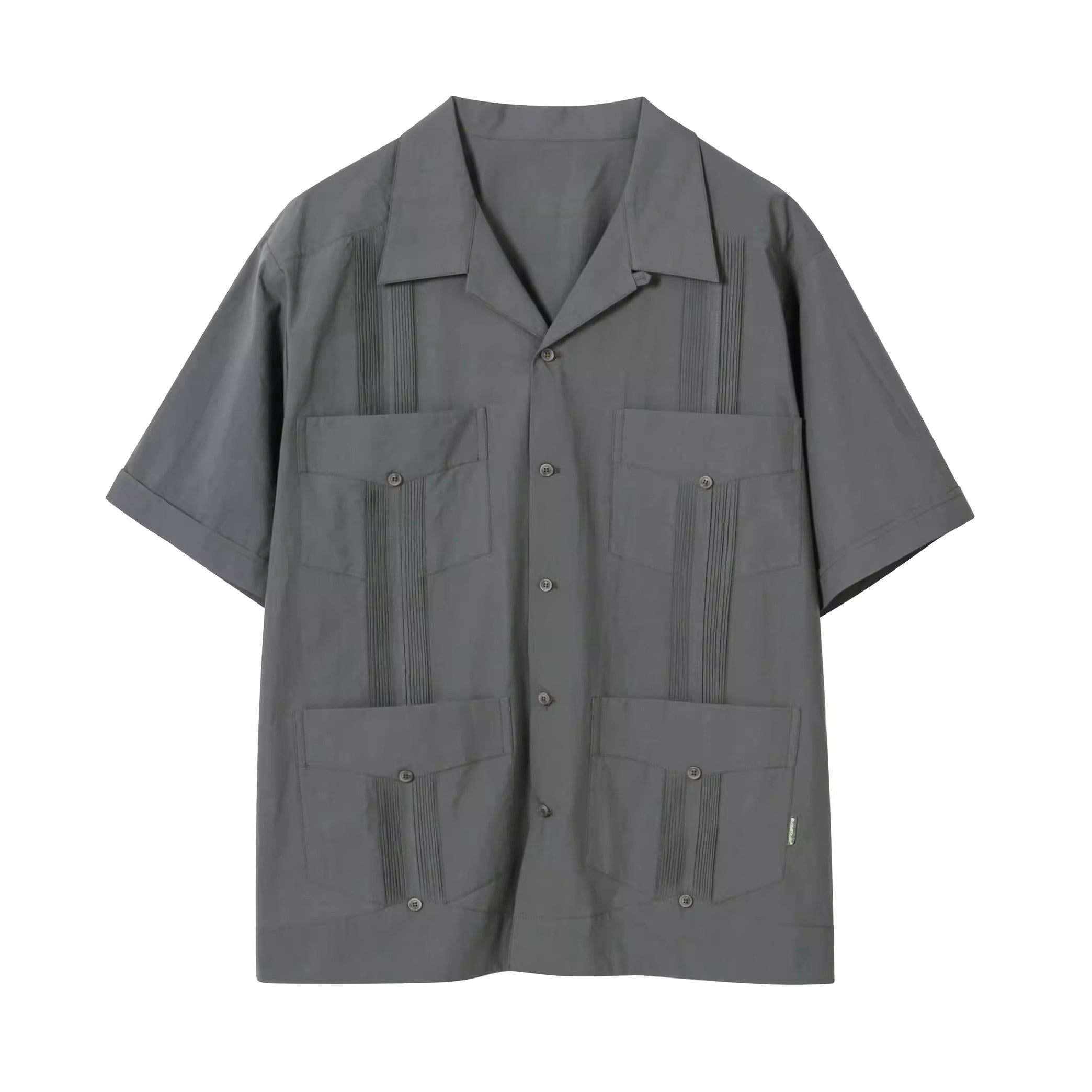 Retro Guayabera Cubana Breezy Short Sleeve Shirt – Summer's Relaxed Elegance