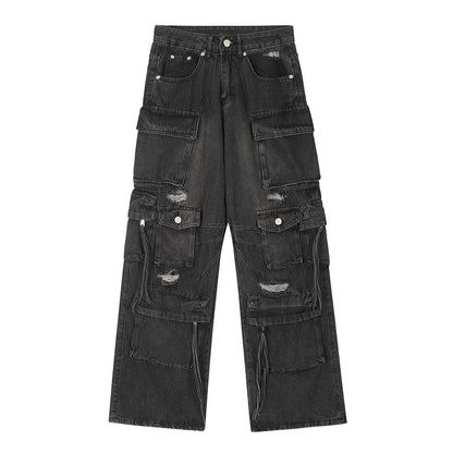 Custom Punk-Inspired Denim with Utility Pockets