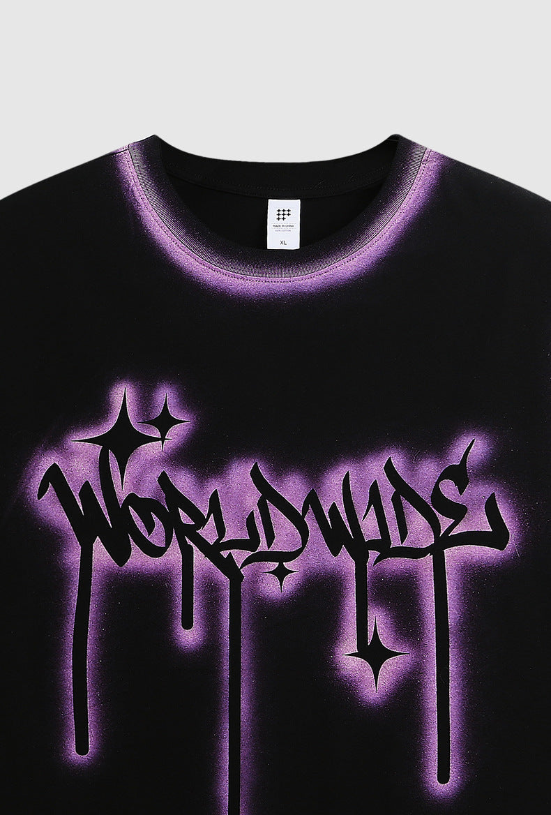 Customizable Graffiti Print Tee | Bold Purple Gradient | Streetwear Essential