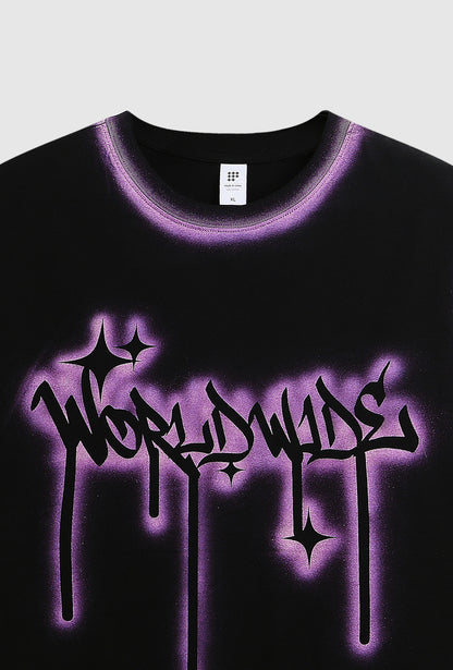 Customizable Graffiti Print Tee | Bold Purple Gradient | Streetwear Essential