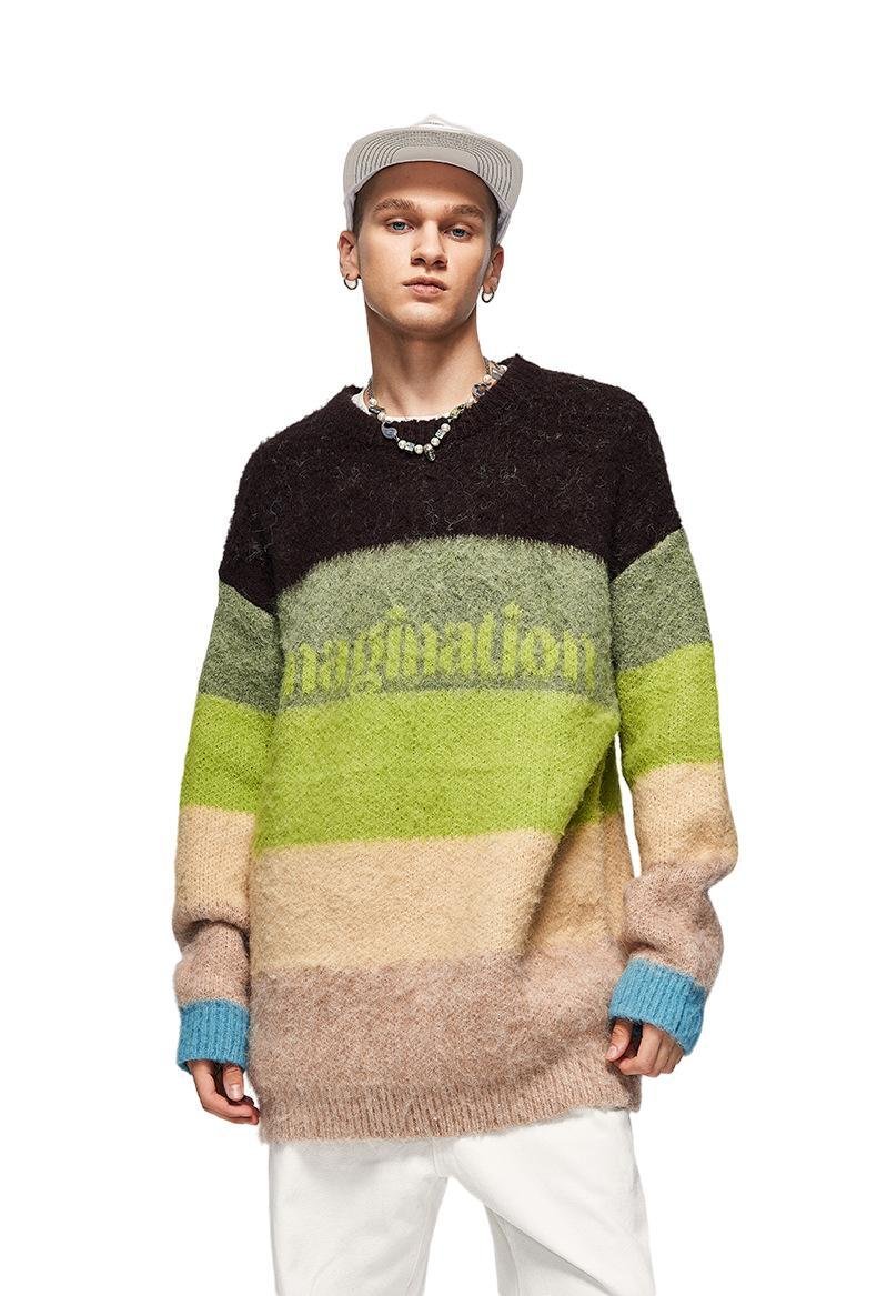 Suéter de punto a rayas vintage - Comodidad personalizable 