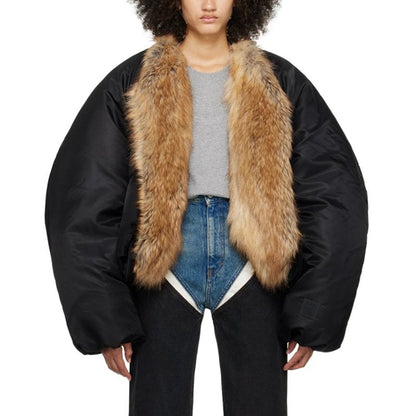 Chic Fusion Faux Fur Collar Jacket