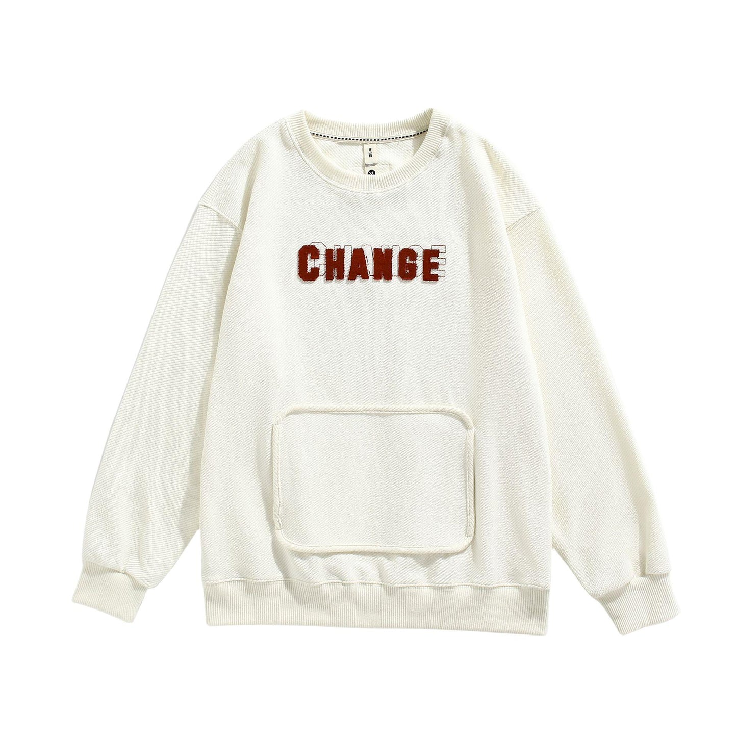 Brushed Lettering Contrast Patchwork Cotton Sweatshirt – Urban Change Statement