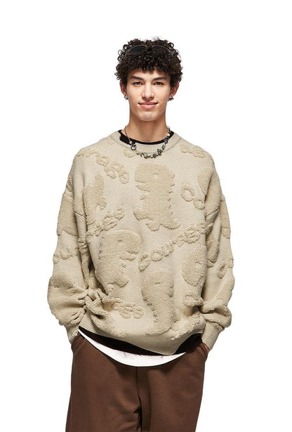 Jacquard Layered-Look Sweater - Unconventional Knitwear