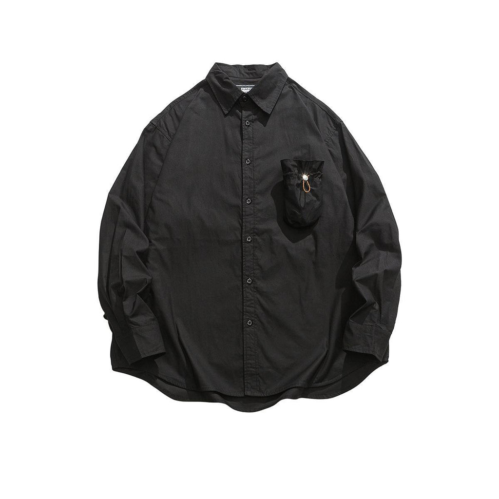 Essential Cotton Utility Overshirt with Drawstring Pocket