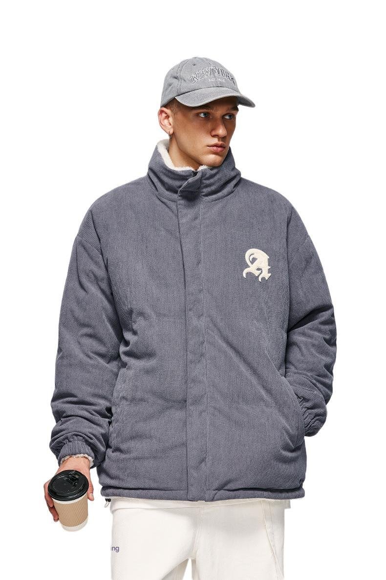 Veste réversible brodée en velours côtelé - Polyvalence confortable 