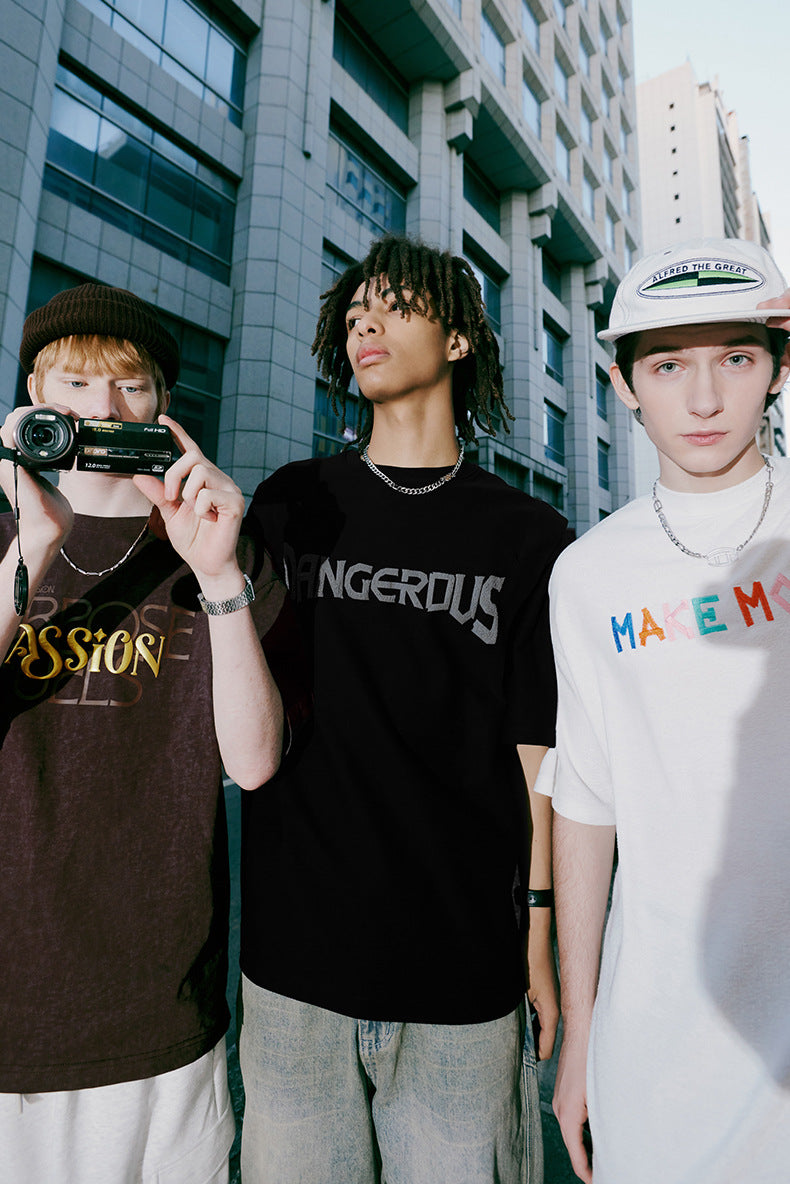 Dangerous Illusion Layered Print Tee - Modern Edge Cotton Comfort