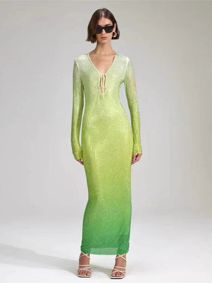 Robe ombrée à strass Verdant Verve 