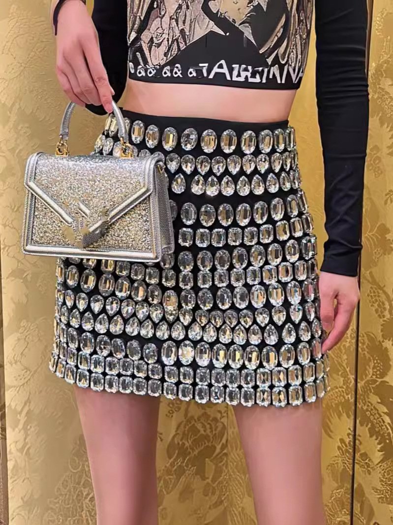 Luxe Crystal Bandage Mini Skirt