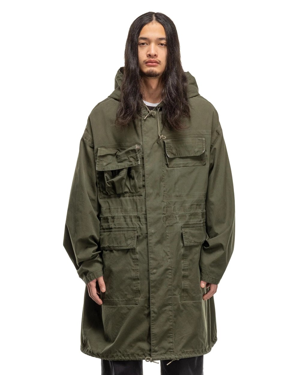 Urban Explorer : Parka olive robuste avec un design multi-poches 